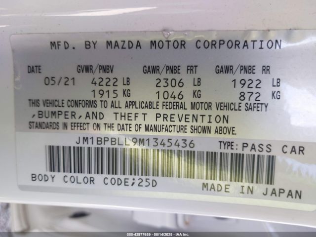 2021 MAZDA MAZDA3 HATCHBACK JM1BPBLL9M1345436 Photo 8