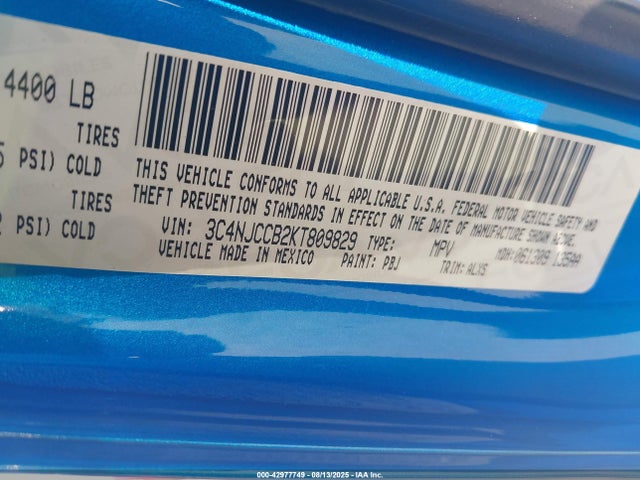 Jeep 2019 2019 3C4NJCCB2KT809829 Image 9