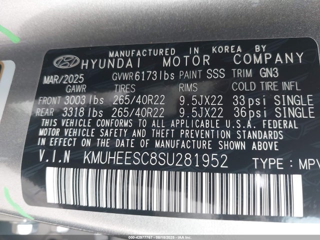 KMUHEESC8SU281952 Genesis t-gdi lamda iii