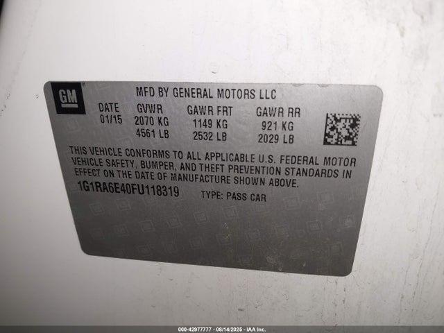 1G1RA6E40FU118319 Chevrolet luu - ffv, e-flex, fam 0