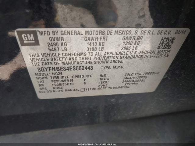 2014 CADILLAC SRX 3GYFNBE34ES662443 Photo 8