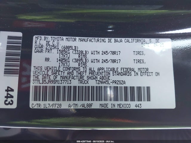 Toyota t24a-fts 2025 3TMLB5JN9SM137713 Image 9