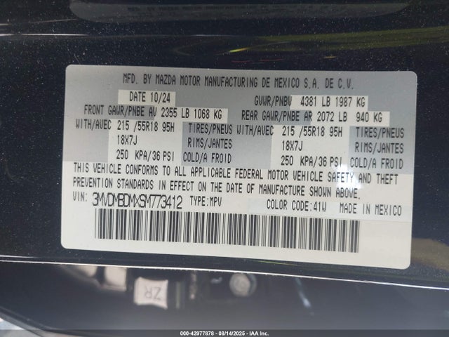 3MVDMBDMXSM773412 Mazda pyukd