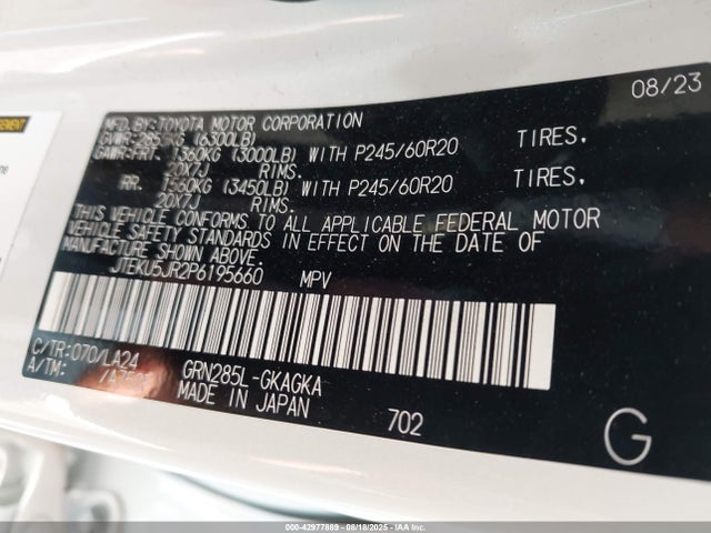 JTEKU5JR2P6195660 Toyota 1gr-fe