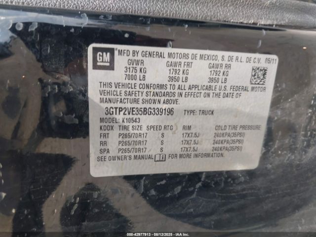 2011 GMC SIERRA 1500 3GTP2VE35BG339196 Photo 8