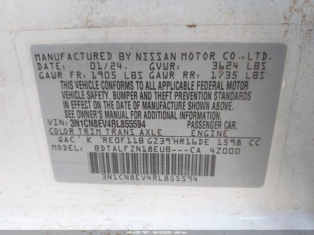 Nissan Versa 2024 3N1CN8EV4RL855594 Image 9