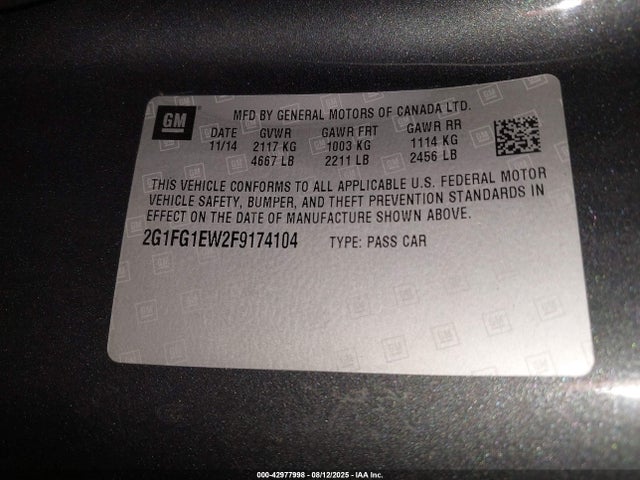 2G1FG1EW2F9174104 Chevrolet ls3 - aluminum, ho
