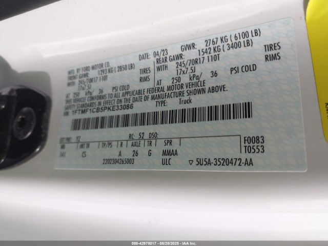 2023 FORD F-150 1FTMF1CB5PKE33086 Photo 8