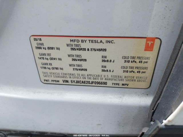 2018 TESLA MODEL X 5YJXCAE20JF096690 Photo 8