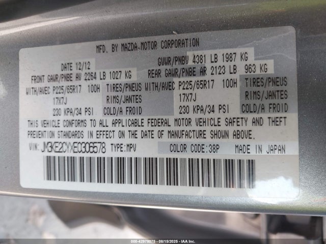 Mazda py 2014 JM3KE2CYXE0306578 Image 9
