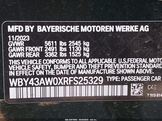 BMW I4 Edrive35 2024 WBY43AW0XRFS25329 Image 9