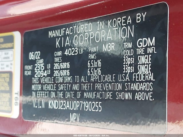 KNDJ23AU0P7190255 KIA mpi nu