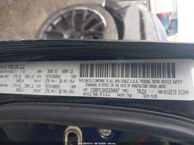 2016 Ram 1500 Big Horn მანქანა იყიდება აუქციონზე, vin: 1C6RR7LGXGS250687, აუქციონის ნომერი: 42978114