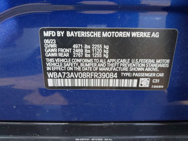 2024 BMW 4 SERIES GRAN COUPE WBA73AV08RFR39084 Photo 8