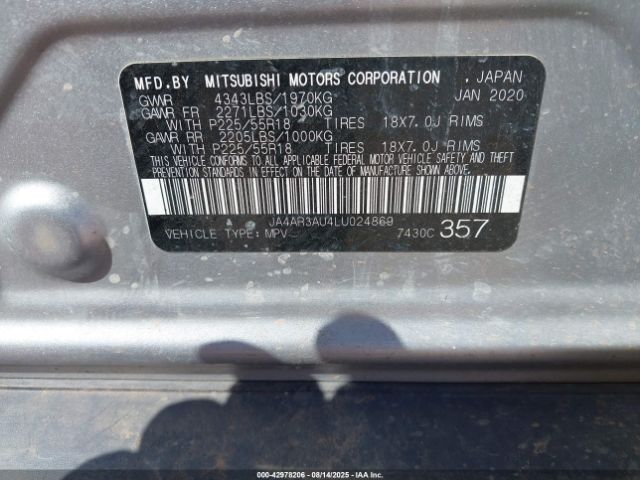 2020 MITSUBISHI OUTLANDER SPORT JA4AR3AU4LU024869 Photo 8