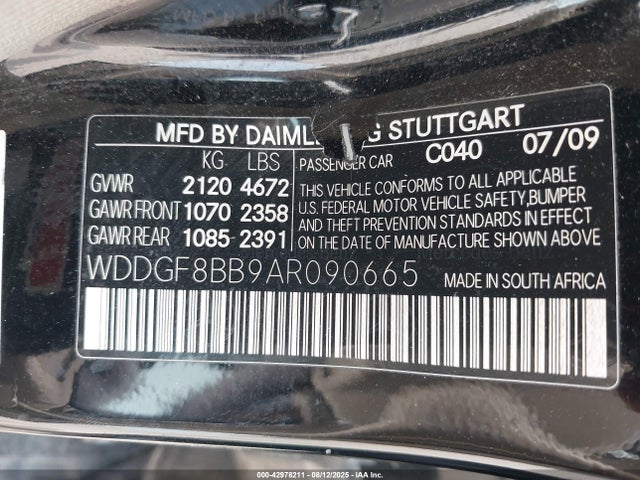 Aukcja sprzedaży 2010 Mercedes-benz C 300, vin: WDDGF8BB9AR090665, numer aukcji: 42978211