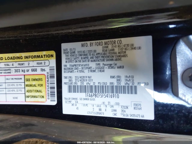 1FA6P8CF5F5416910 Ford 2015