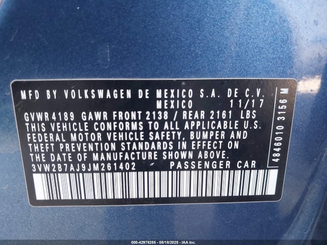Volkswagen tsi 2018 3VW2B7AJ9JM261402 Image 9