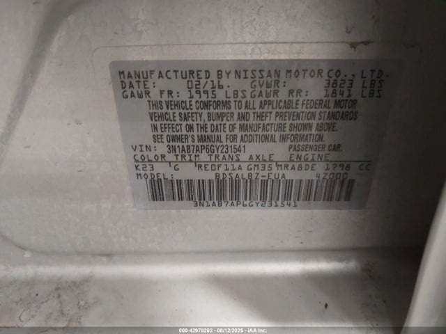 3N1AB7AP6GY231541 Nissan Sentra