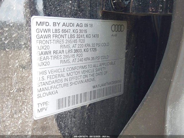 2019 AUDI Q7 WA1LAAF74KD009892 Photo 8