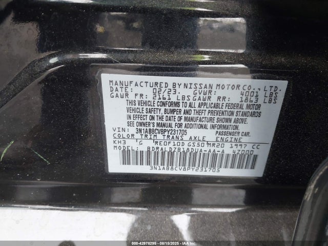 3N1AB8CV8PY231705 Nissan 2023