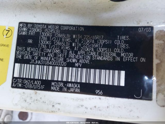 2004 LEXUS RX 330 JTJHA31U840033320 Photo 8