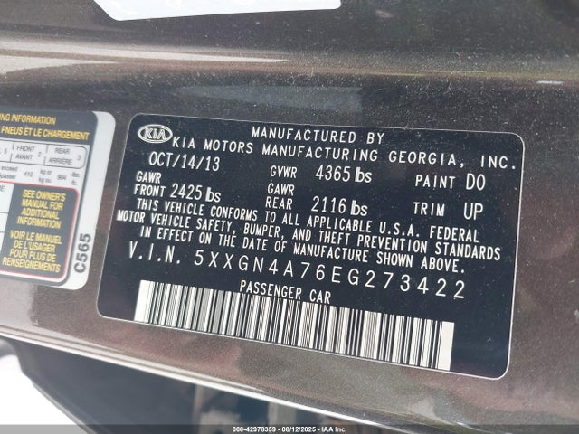 5XXGN4A76EG273422 KIA dohc gdi theta ii