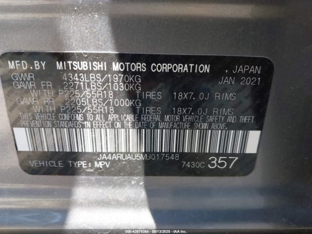 2021 MITSUBISHI OUTLANDER SPORT JA4ARUAU5MU017548 Photo 8