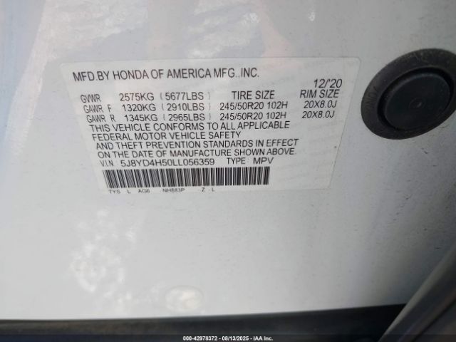 2020 ACURA MDX 5J8YD4H50LL056359 Photo 8