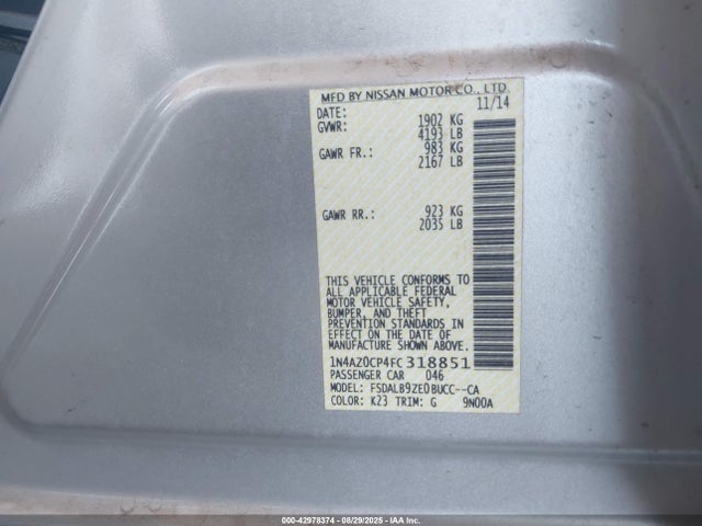 1N4AZ0CP4FC318851 Nissan Leaf