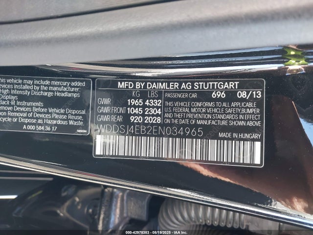 WDDSJ4EB2EN034965 Mercedes-Benz CLA-Class