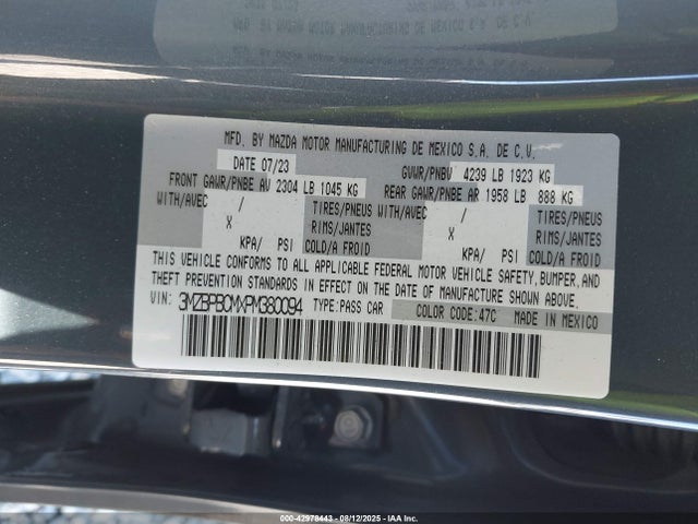 3MZBPBCMXPM380094 Mazda pyukd