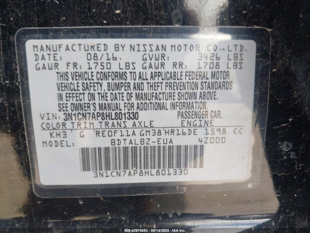 3N1CN7AP8HL801330 Nissan 2017
