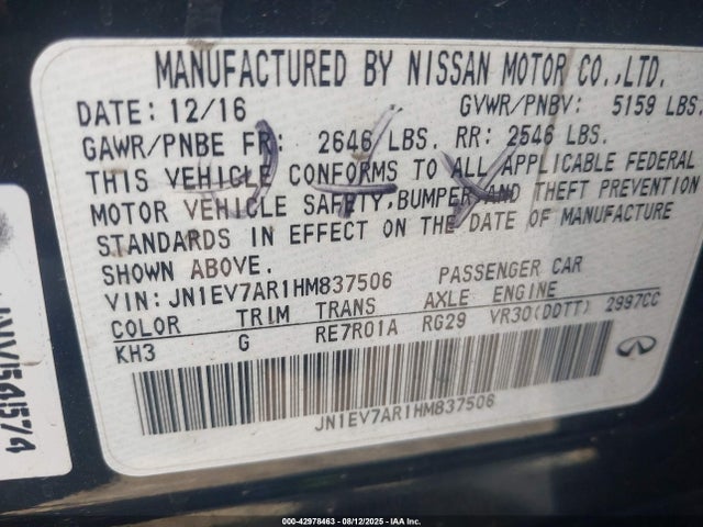 Infiniti Q50 2017 JN1EV7AR1HM837506 Image 9
