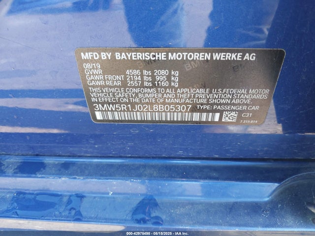BMW 330I 2020 3MW5R1J02L8B05307 Image 9