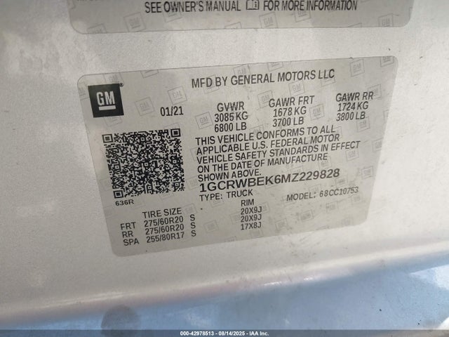 1GCRWBEK6MZ229828 Chevrolet l3b