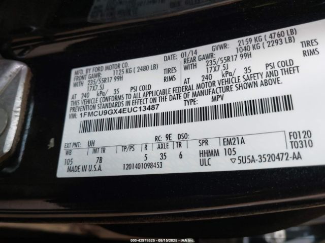 2014 FORD ESCAPE 1FMCU9GX4EUC13487 Photo 8