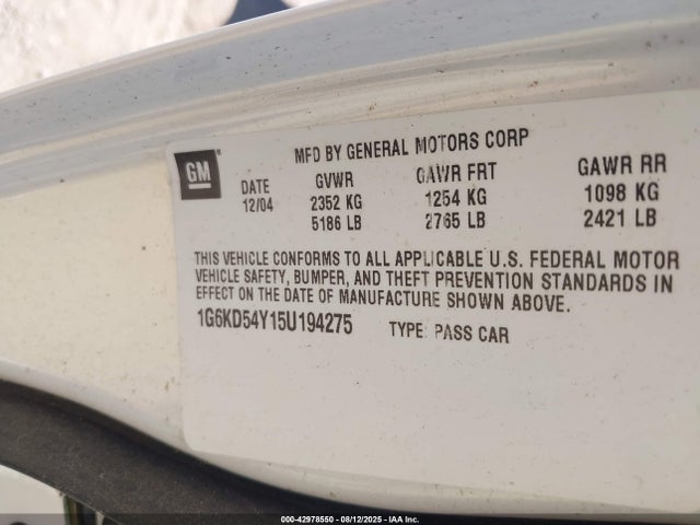 2005 CADILLAC DEVILLE 1G6KD54Y15U194275 Photo 8
