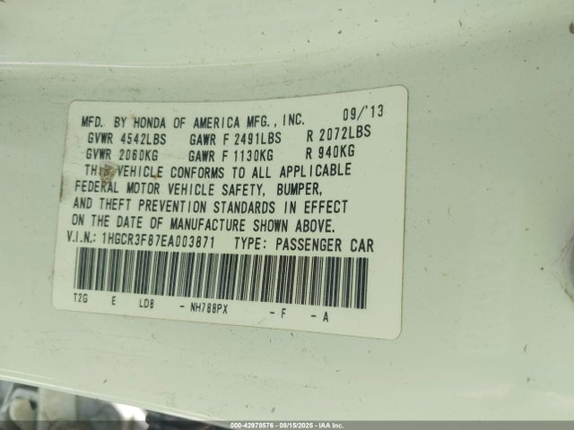 Honda j35y1 2014 1HGCR3F87EA003871 Image 9