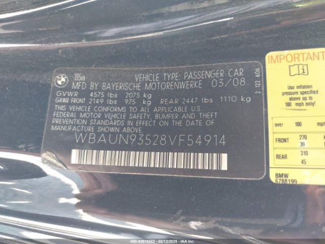 2008 BMW 135I WBAUN93528VF54914 Photo 8