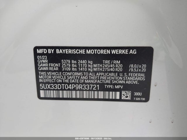 5UX33DT04P9R33721 BMW 2023