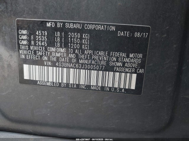 2018 SUBARU LEGACY 4S3BNAC63J3005077 Photo 8