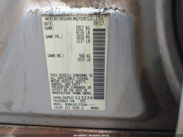 1N4AL3AP6JC113224 Nissan Altima