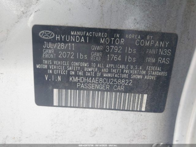 2012 HYUNDAI ELANTRA KMHDH4AE8CU258822 Photo 8