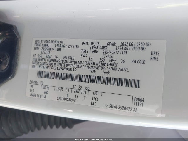 1FTEW1CG1JKE02019 Ford 3.5l gtdi