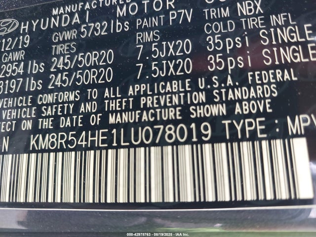 KM8R54HE1LU078019 Hyundai gdi lambda ii