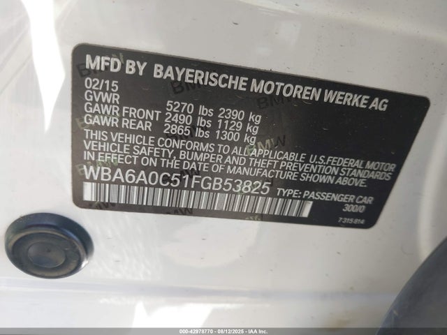 BMW 640i 2015 WBA6A0C51FGB53825 Image 9