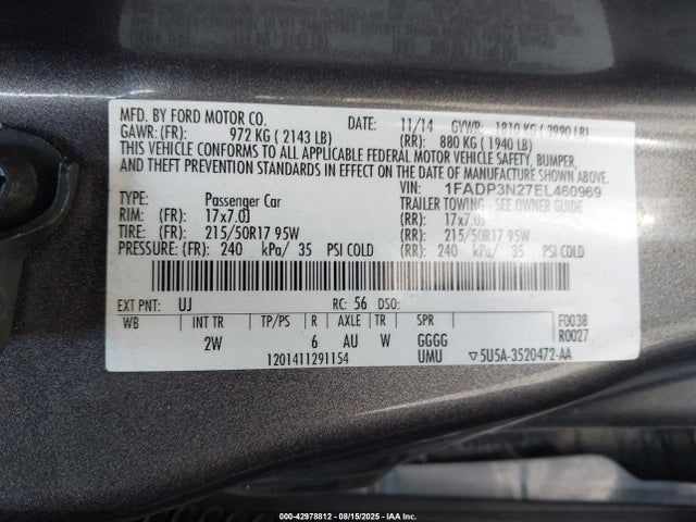 Ford Focus 2014 1FADP3N27EL460969 Image 9