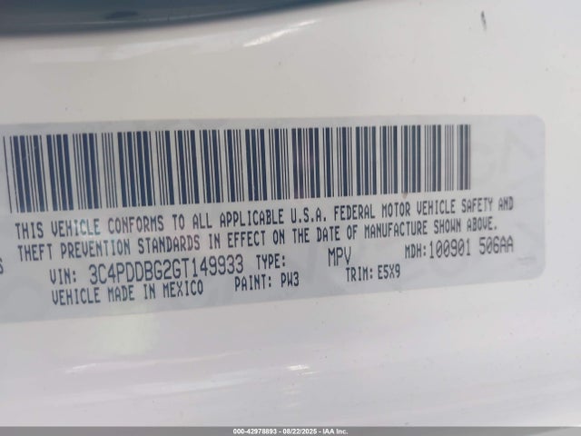 3C4PDDBG2GT149933 Dodge Journey