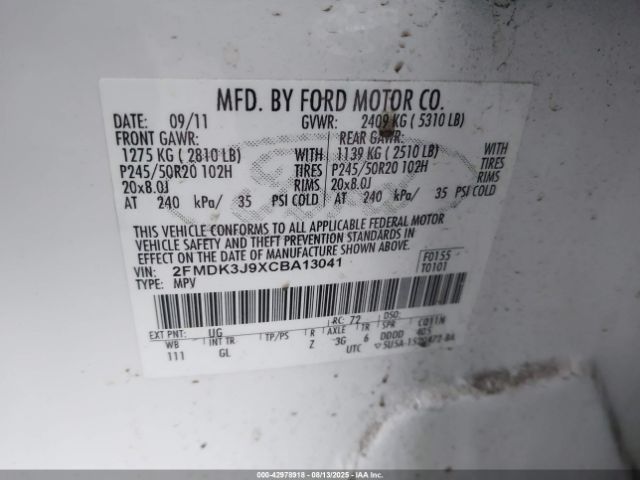 2012 FORD EDGE 2FMDK3J9XCBA13041 Photo 8